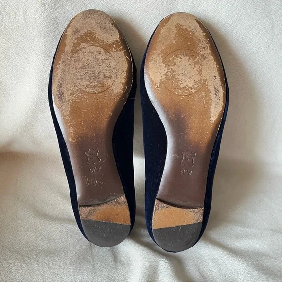 Tory Burch Easton Blue Velvet Loafers Embroidered Beetle Fairycore Regal Sz 6.5 - Picture 12 of 12